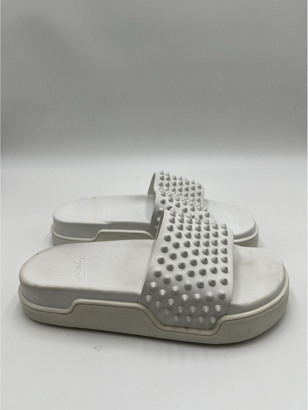 CHRISTIAN LOUBOUTIN Men's Pool Fun Spiked Leather Slides Size 41